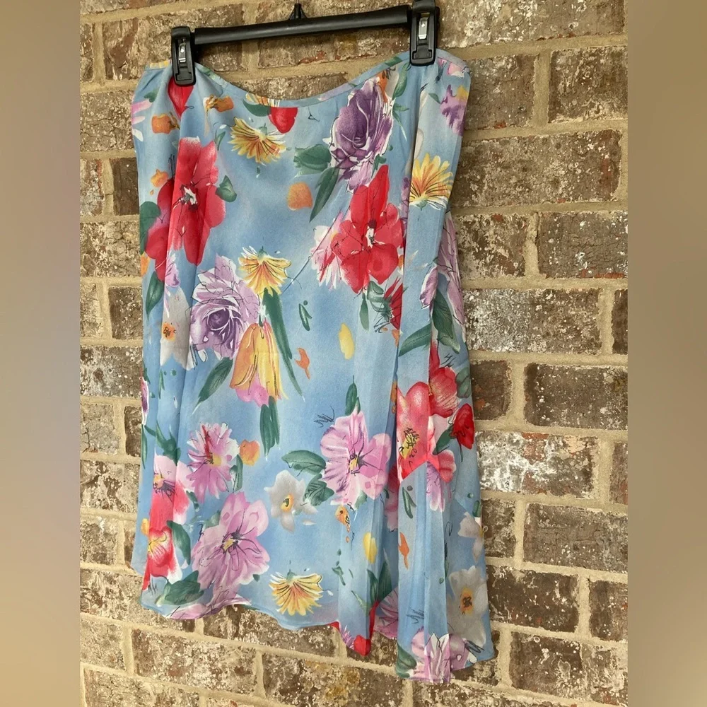 Lauren Ralph Lauren Silk Floral Skirt 14W New With Tags cocktail summer party